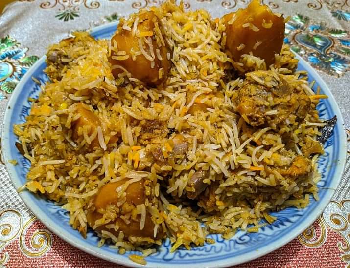 Delicious Kacchi Biryani in a plate