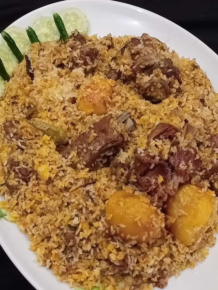 Hot Kacchi Biryani in a plate