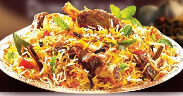 Hyderabadi Biryani in white color plate