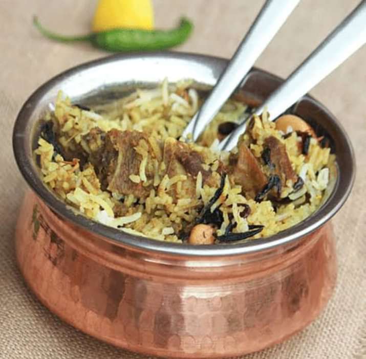 Lucknowi Biryani in copper pot