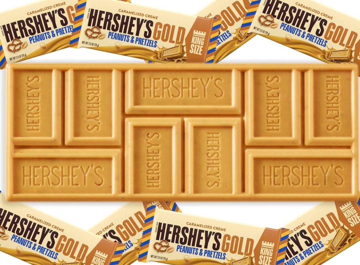 Chocolate Bar of the CARAMELIZED CREME HERSHEY'S GOLD PEANUTS & PRETZELS,